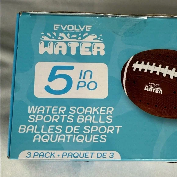 Evolve Water 3-pack 5" Soaker Sports Balls Kids: Football, Soccer, Basketball - Picture 4 of 9